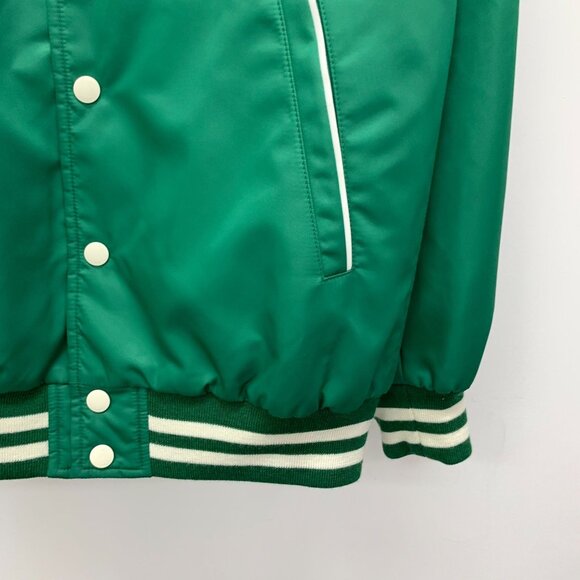 Celine Green Striped Letter Embroidered Long Sleeve Baseball Jacket XXS 100% Cot - Picture 4 of 7